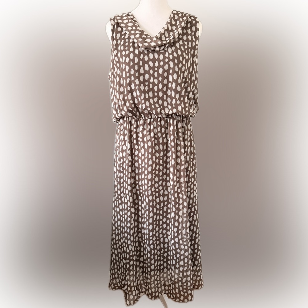 Petal & Pup Taupe Polka Dot Dress Size 14